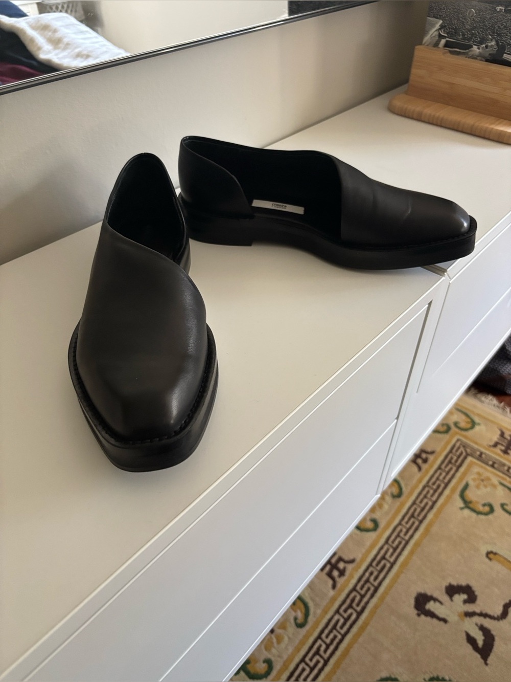 Black Leather Slip-On Dress Loafers